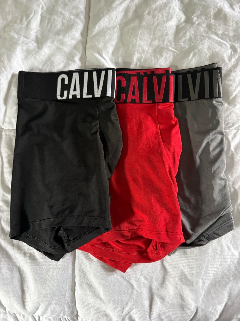 Calvin Klein 3-Pack Boxer Briefs in Black, Red, Gray